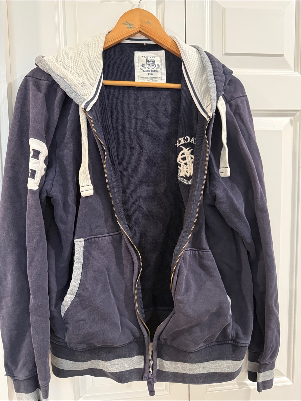 Hackett Navy and Gray Hooded Zip Jacket